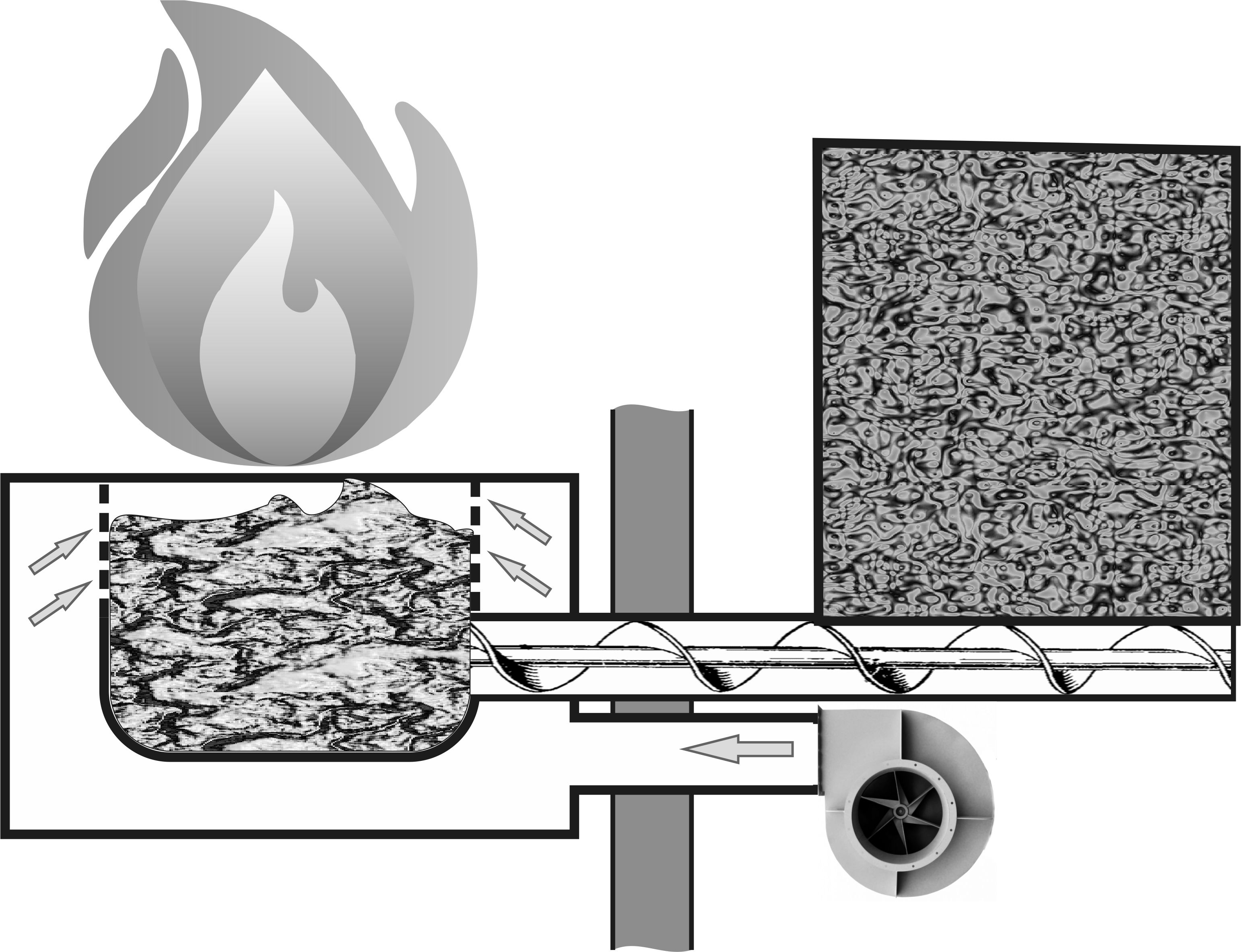 quemador de pellets tipo antorcha de un generador de calor